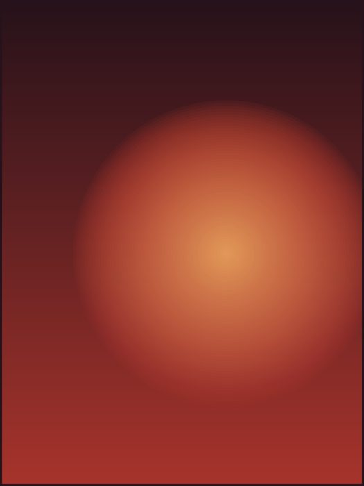 A red glow opening out of a dark ground.