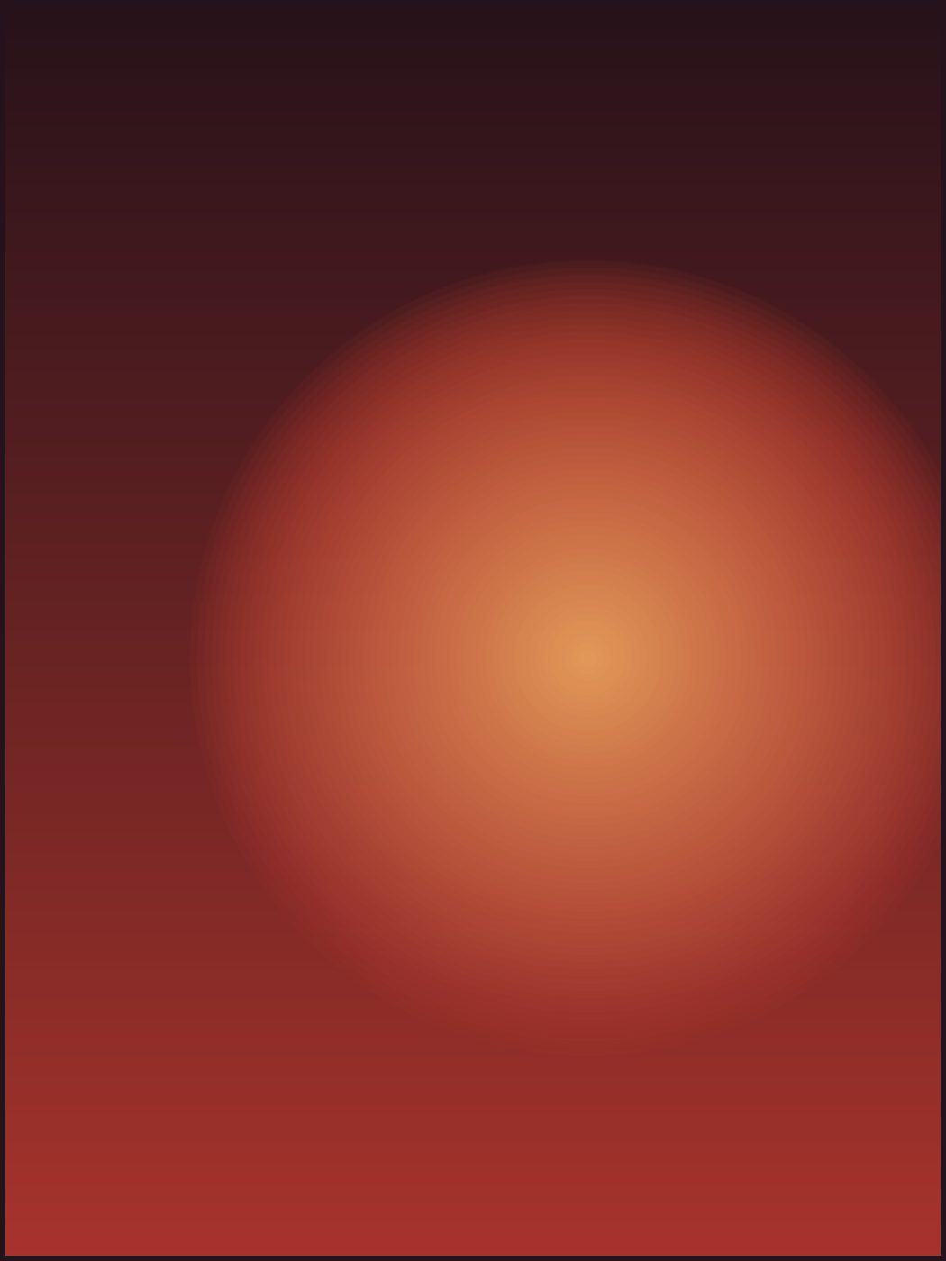 A red glow opening out of a dark ground.